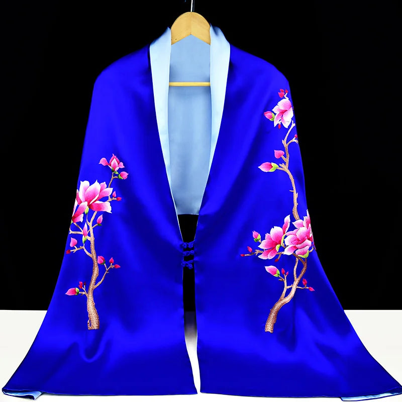 Xiuzhuang Self sells 2023 New Festival Gifts to Elderly Customers with Handmade Embroidered Silk Scarves and Shawls