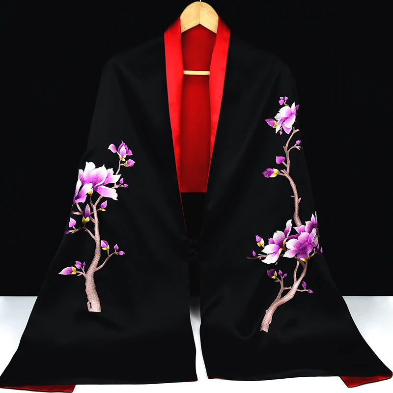 Xiuzhuang Self sells 2023 New Festival Gifts to Elderly Customers with Handmade Embroidered Silk Scarves and Shawls