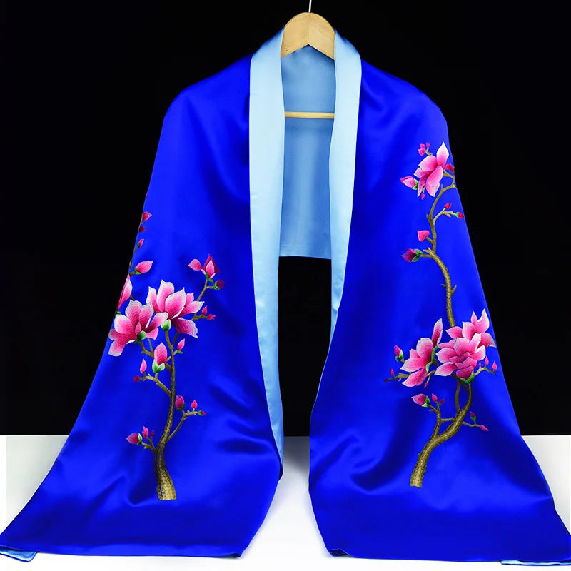 Xiuzhuang Self sells 2023 New Festival Gifts to Elderly Customers with Handmade Embroidered Silk Scarves and Shawls