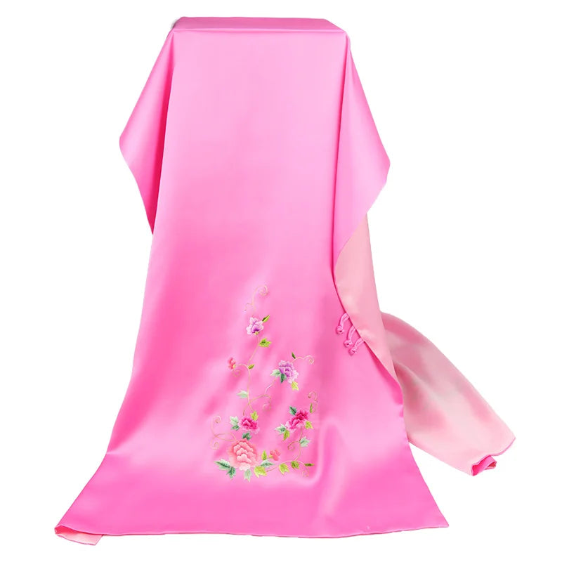 Xiuzhuang Self sold New 2023 Mid length Summer Versatile Silk Vintage Ethnic Style Suzhou Embroidered Women's Shawl Scarf
