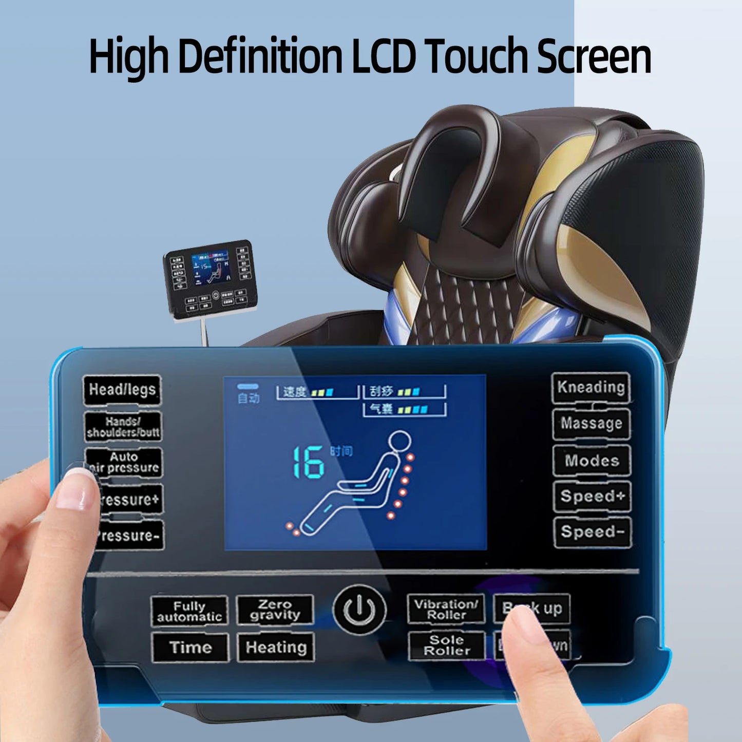 YJ-5812 Professional Full Body 4d Electric Massage Chair Cape Smart Facial Zero Gravity Shiatsu Massager Bluetooth Music black