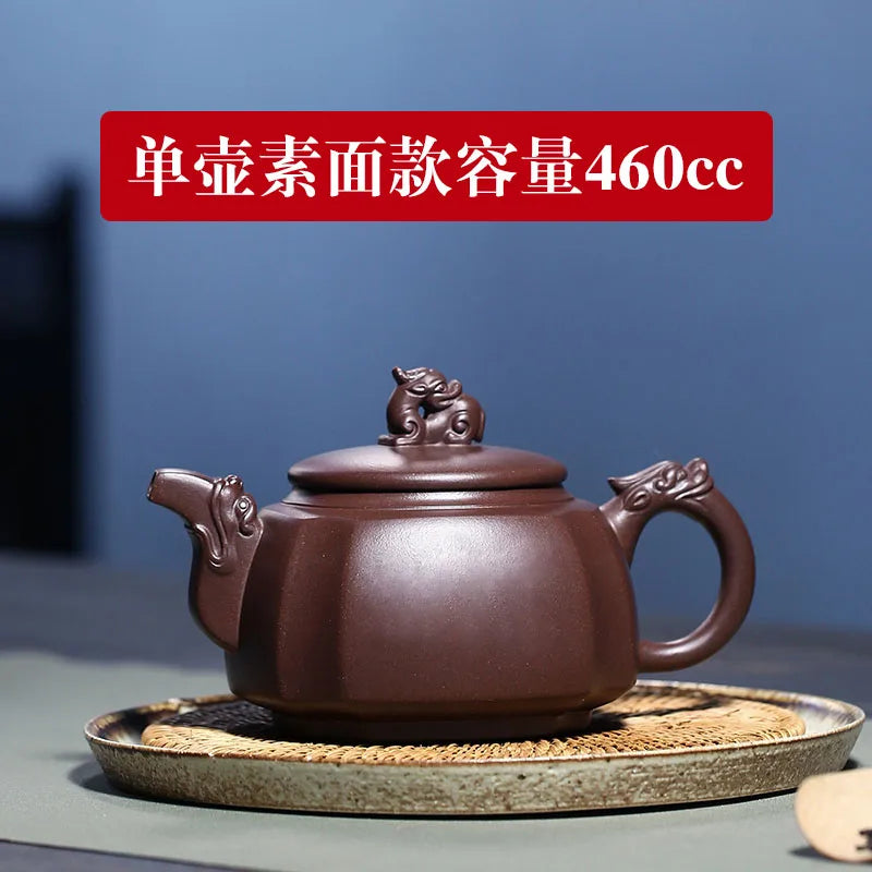 Yixing Clay Pure Handmade Original Mine Purple Mud Tenglong Four Square Pot Tea Set For Home Use