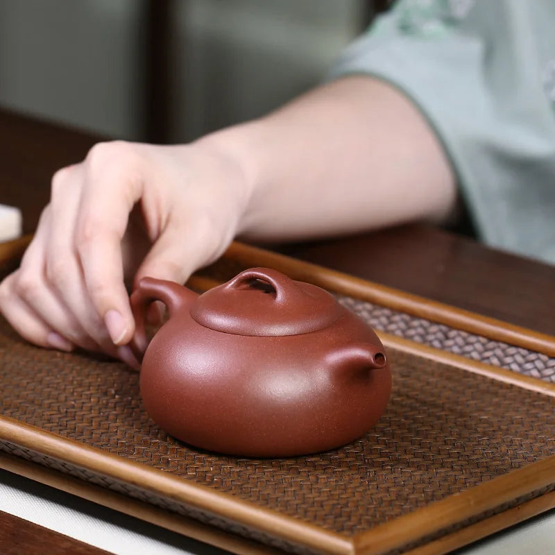 Yixing Famous Handmade Purple Clay Pot, Kung Fu Tea Set, Original Mine Bottom Slot, Clear Cross Bridge Flat