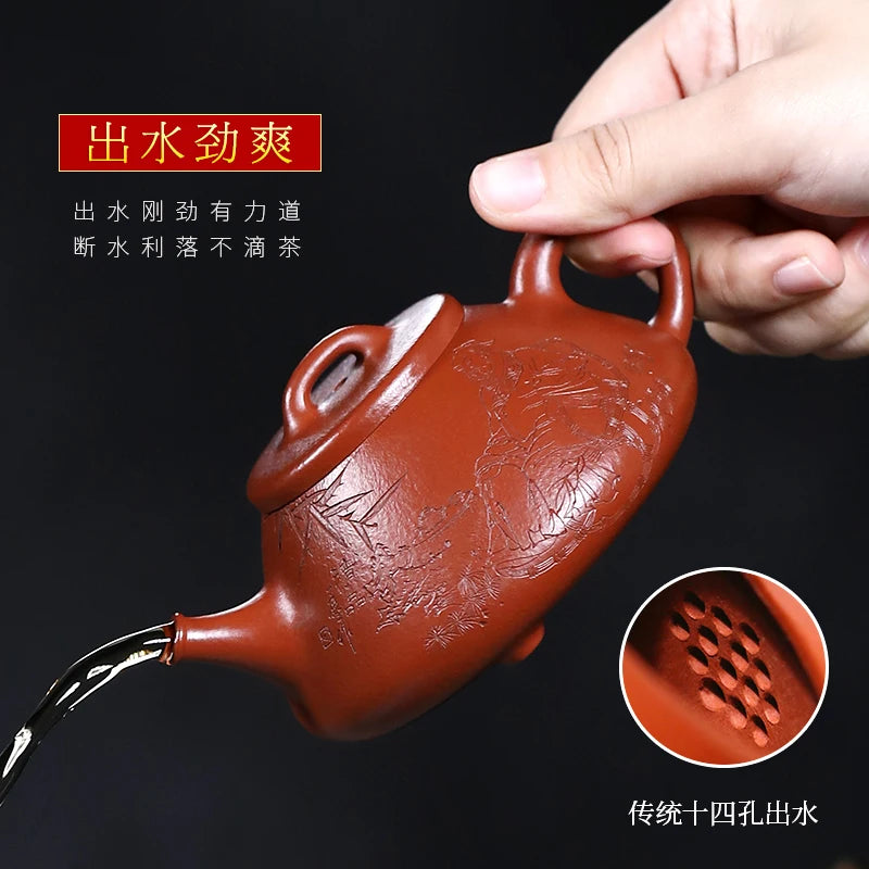 Yixing Famous National High-Tech Wensheng Purple Clay Pot Stone Ladle Original Yixing Clay Handmade Heart Boat Stone Ladle Teapo