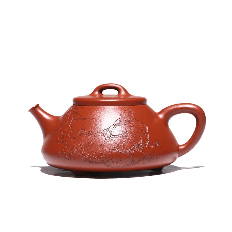 Yixing Famous National High-Tech Wensheng Purple Clay Pot Stone Ladle Original Yixing Clay Handmade Heart Boat Stone Ladle Teapo