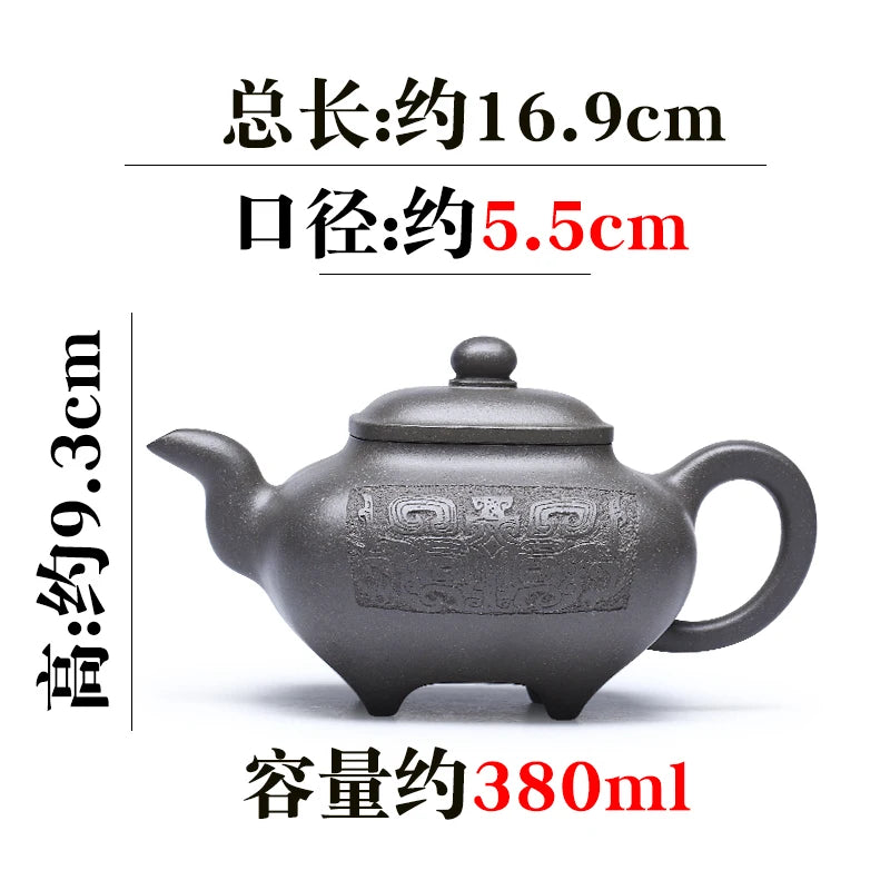 Yixing Famous Purple Clay Pot Pure Hand Engraved High Grade Tea Original Mine Old Qingduan Kung Fu Set Fully Handmade