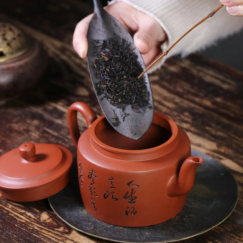 Yixing Famous Purple Sand Pot Pure Handcarved Tea Set Bottom Slot Clear Large Capacity Jingquan Taibai