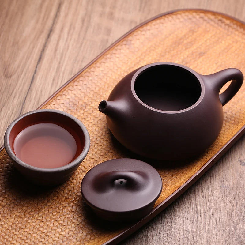 Yixing Original Mine Purple Clay Scenery Boat Stone Ladle Pure Handmade Famous Master Chen Zuyong Brewing Pot Kung Fu Tea Set