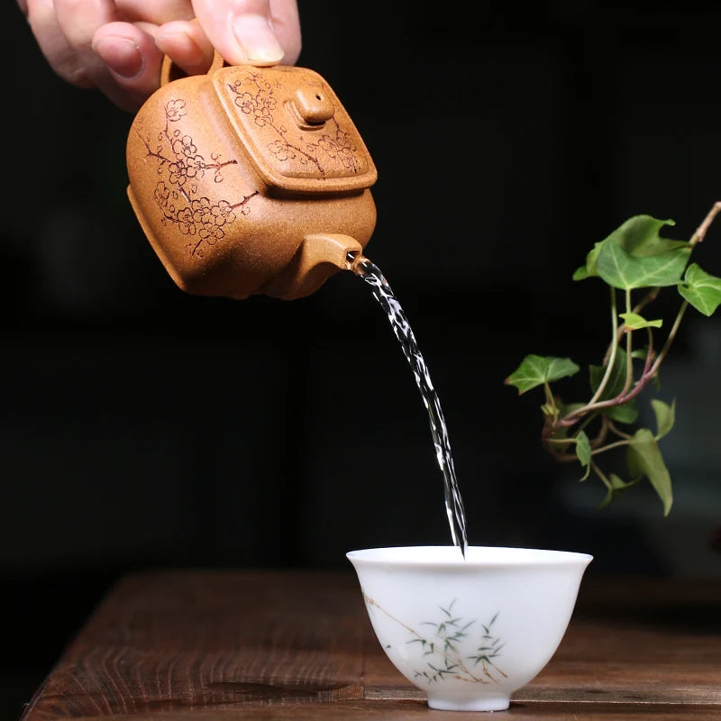 Yixing Purple Clay Pot Handcrafted Plum Blossom Mini Small Capacity Tea Set 90cc Old Stage Mud Soaked For One Person