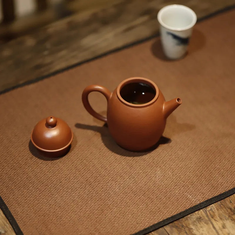 Yixing Purple Clay Pot Handmade Zhao Zhuang Cinnabar Sand High Wheel110CCHousehold Small Capacity Purple Sand Tea Set Teapot
