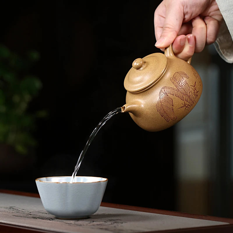 Yixing Purple Clay Pot Pure Handcarved Kung Fu Tea Set Single Original Mine Home Collection Old Section Mud
