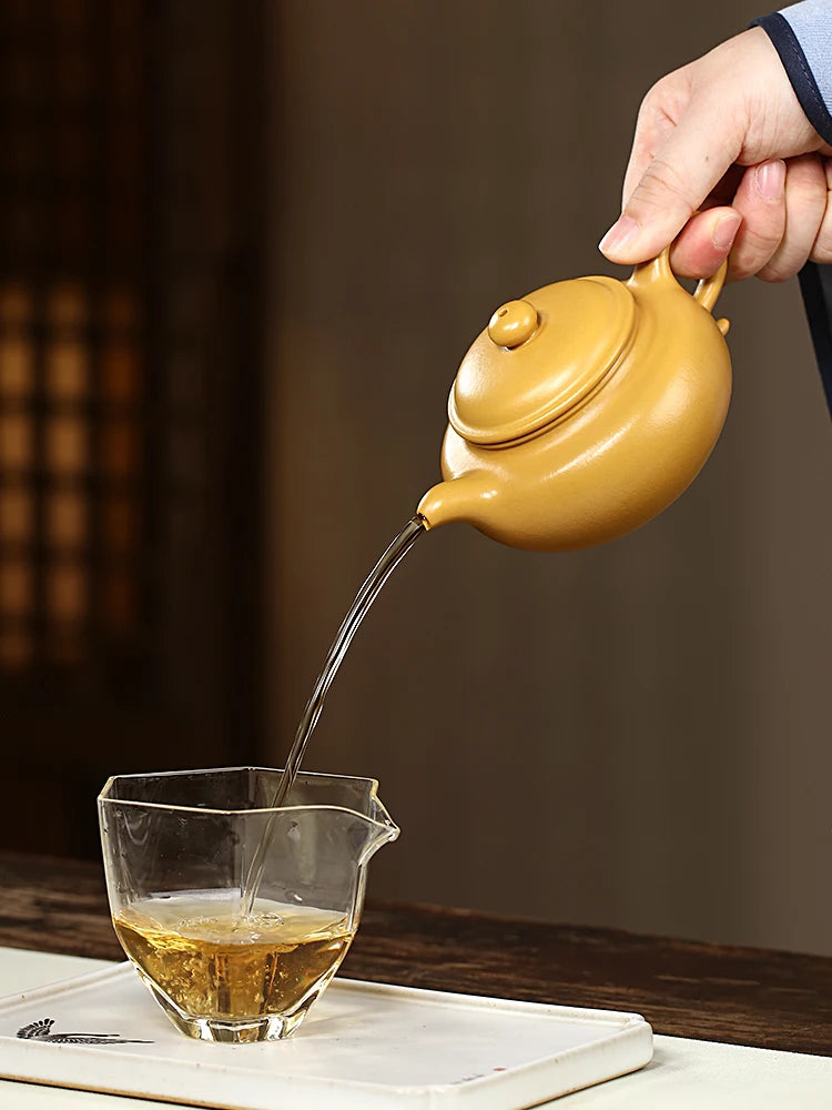 Yixing Purple Clay Pot Pure Handmade Original Mine Gold Yellow Section Mud Household Tea Full Set