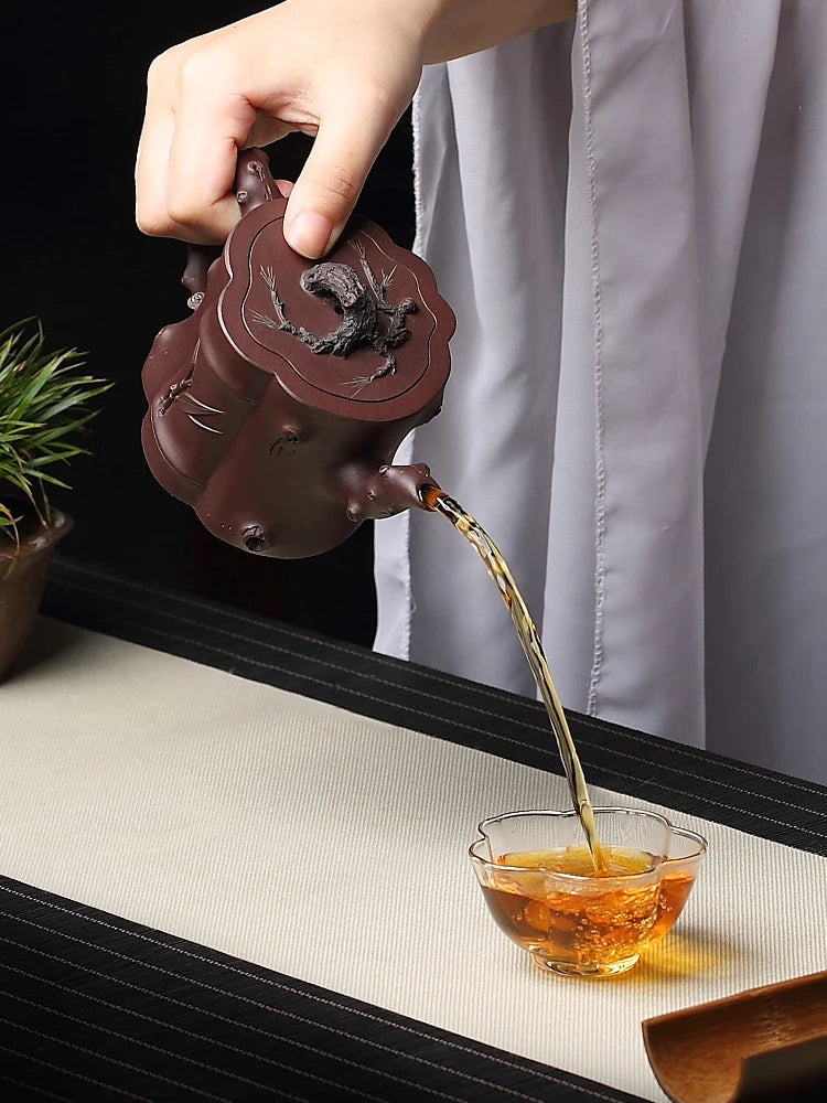 Yixing Purple Clay Pot Pure Handmade Tea Original Mine Factory 1 Old Fully Set, Flower