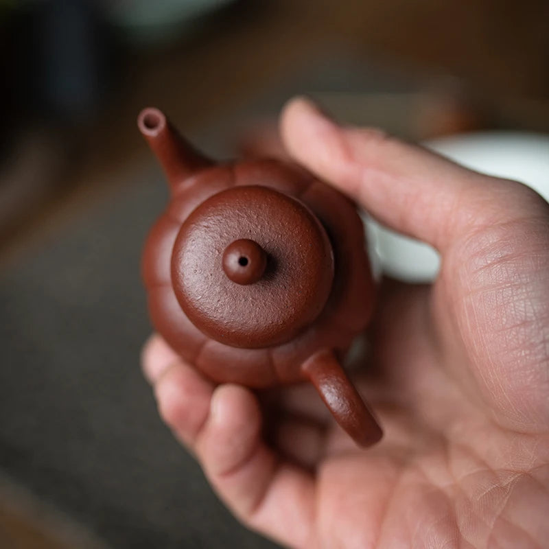 Yixing Purple Clay Pot Raw Mine Dahongpao Zhu Ni Chinese Style Imitation Ancient Ming Palace Lamp With A Small