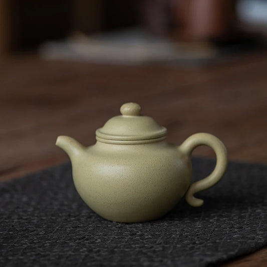 Yixing Purple Clay Pot Tea Set, Benshan Green Mud, Pure Handmade Lotus Seed Pot, Xu Yuefeng, Painting Stream Yuefeng