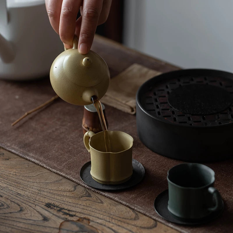 Yixing Purple Clay Pot Tea Set, Benshan Green Mud, Xu Yuefeng, Pure Handmade, Fully Small Xishi Pot, Capacity
