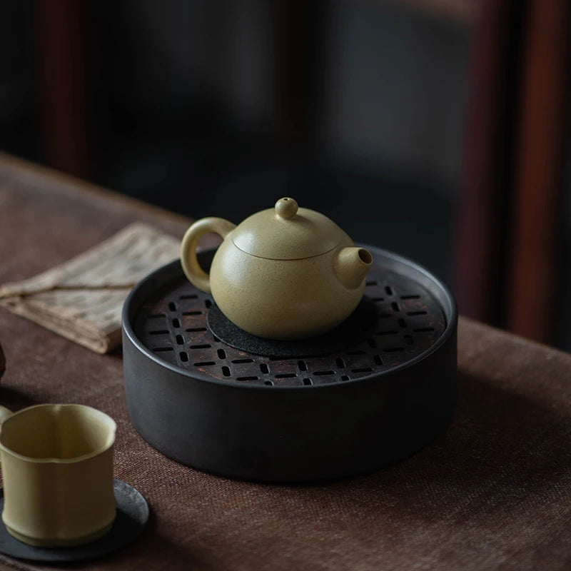 Yixing Purple Clay Pot Tea Set, Benshan Green Mud, Xu Yuefeng, Pure Handmade, Fully Small Xishi Pot, Capacity