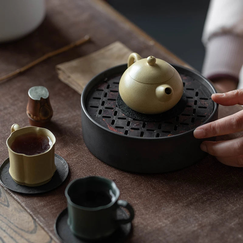 Yixing Purple Clay Pot Tea Set, Benshan Green Mud, Xu Yuefeng, Pure Handmade, Fully Small Xishi Pot, Capacity