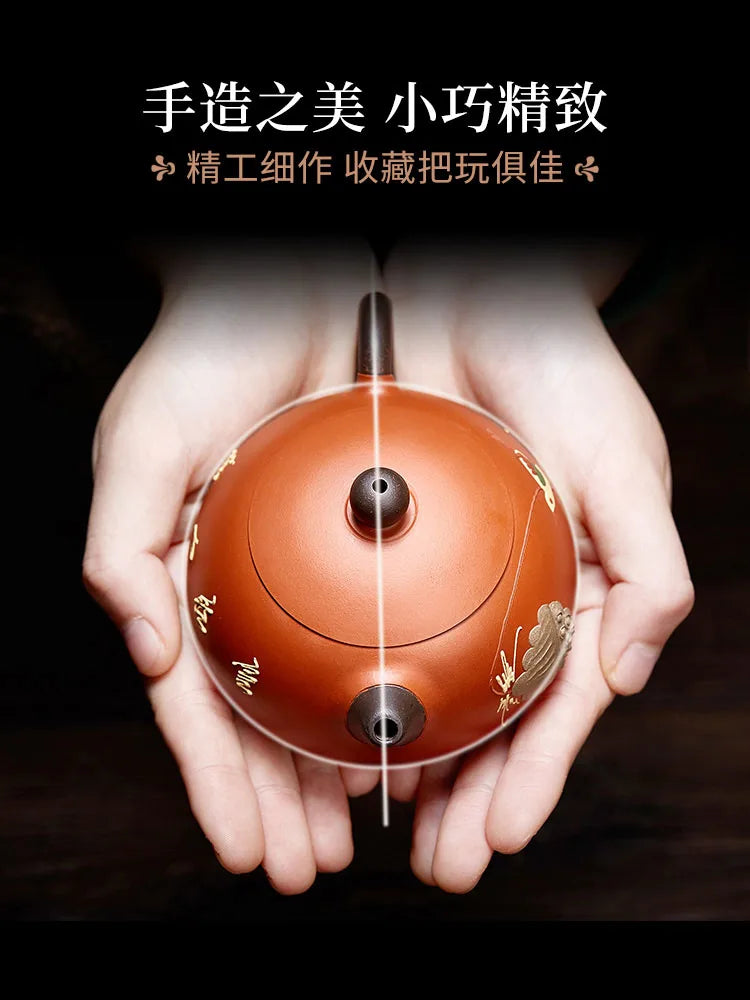 Yixing Purple Clay Pure Handmade Original Mine, Vermilion Mud, Premium Western Shi Pot, Tea Set, High End Gift To Teacher