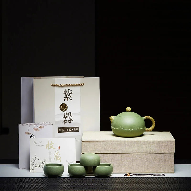 Yixing Purple Clay Pure Handmade Set, Household Light Luxury, High End Small Pot, Kung Fu Tea Brewing Master Xishi Pot