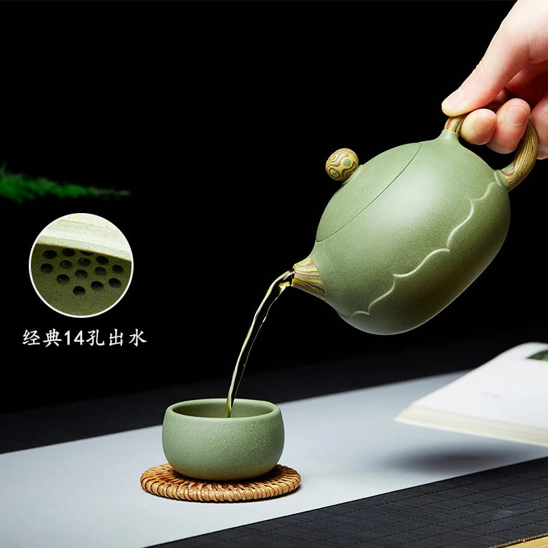 Yixing Purple Clay Pure Handmade Set, Household Light Luxury, High End Small Pot, Kung Fu Tea Brewing Master Xishi Pot