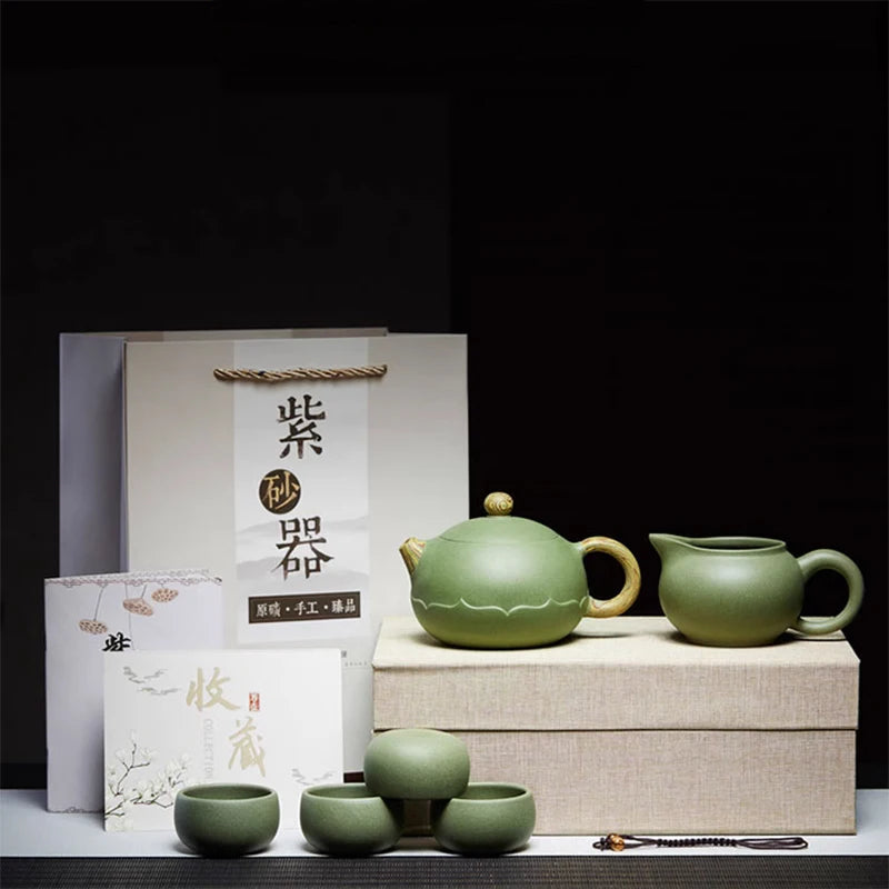 Yixing Purple Clay Pure Handmade Set, Household Light Luxury, High End Small Pot, Kung Fu Tea Brewing Master Xishi Pot