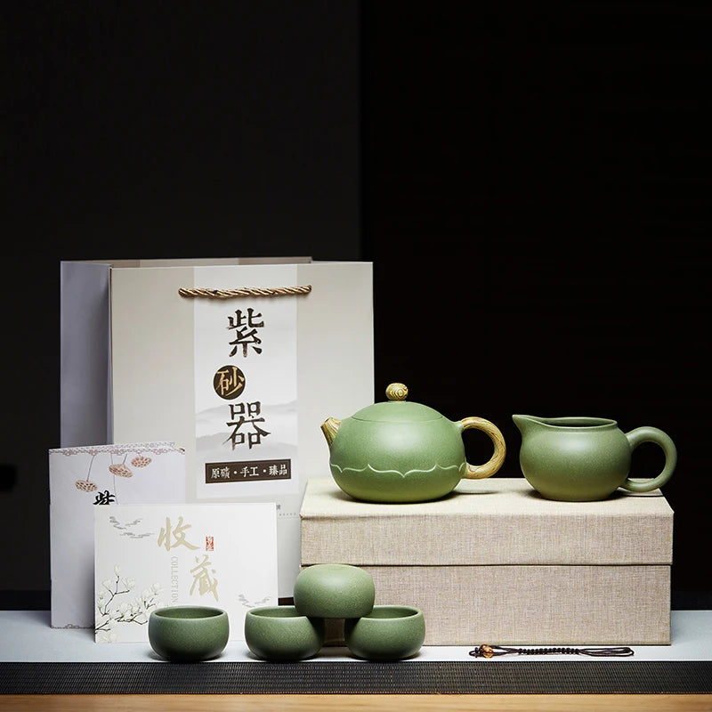 Yixing Purple Clay Pure Handmade Set, Household Light Luxury, High End Small Pot, Kung Fu Tea Brewing Master Xishi Pot