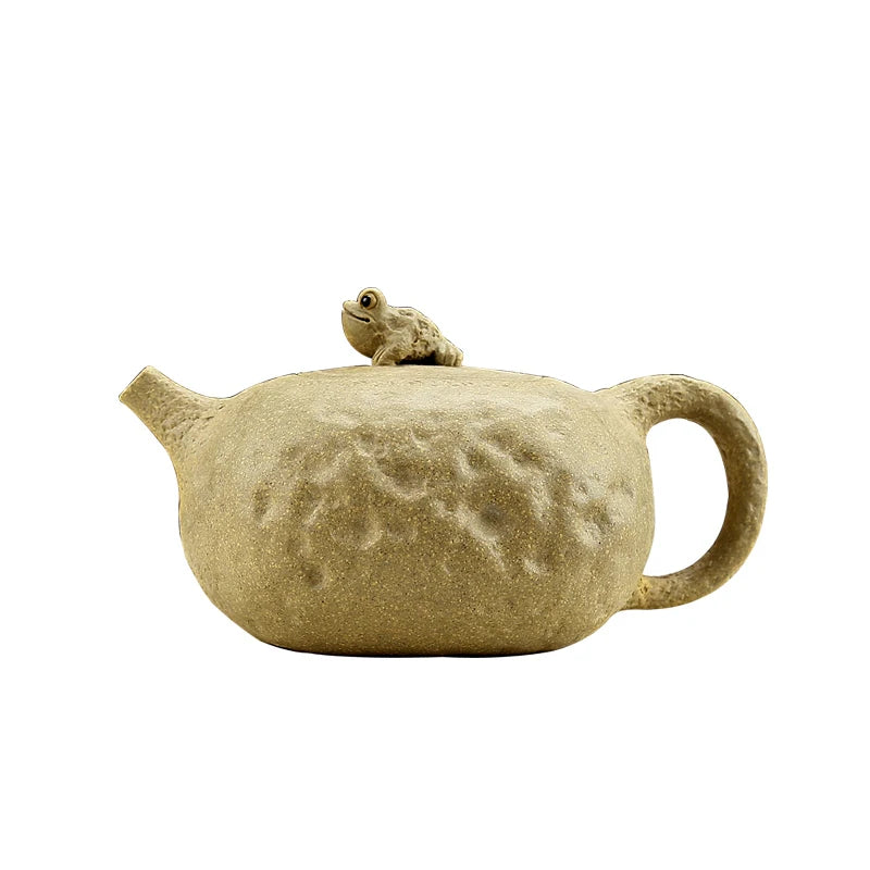Yixing Zisha Teapot Famous Handmade Golden Toad Pot Flower Goods Square Laicai Literati Pot Boutique Teapot Kung Fu Tea Set