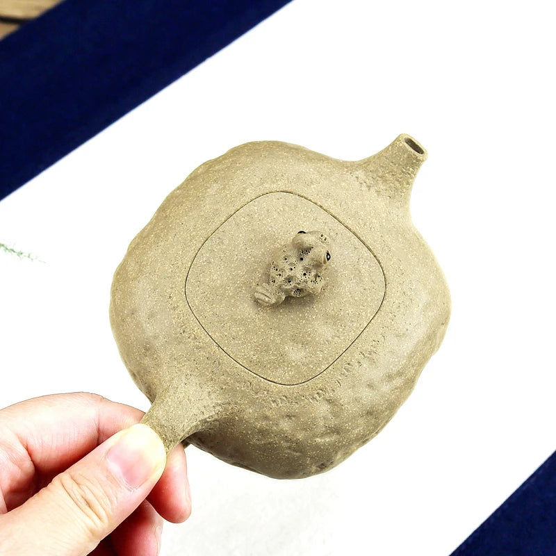 Yixing Zisha Teapot Famous Handmade Golden Toad Pot Flower Goods Square Laicai Literati Pot Boutique Teapot Kung Fu Tea Set