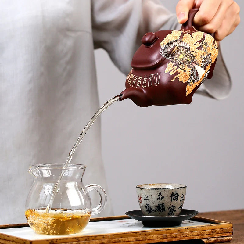 |Yixing are recommended by pure manual undressed ore purple mud trough kung fu tea set household teapot furnace pot