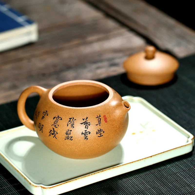 |Yixing recommended pure manual senior craft feng wei period of xi shi pot clay teapot set collection
