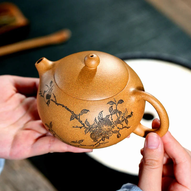|Yixing recommended pure manual senior craft feng wei period of xi shi pot clay teapot set collection