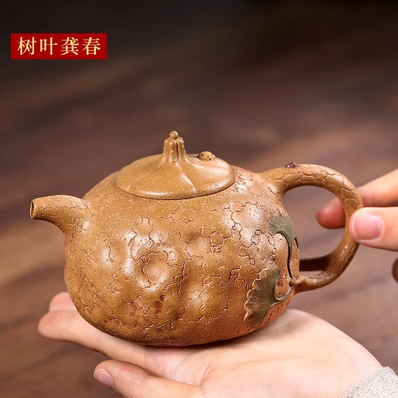 |Yixing recommended undressed ore all hand Gong Chun pot teapot ginkgo for spring pot home of kung fu tea set new product