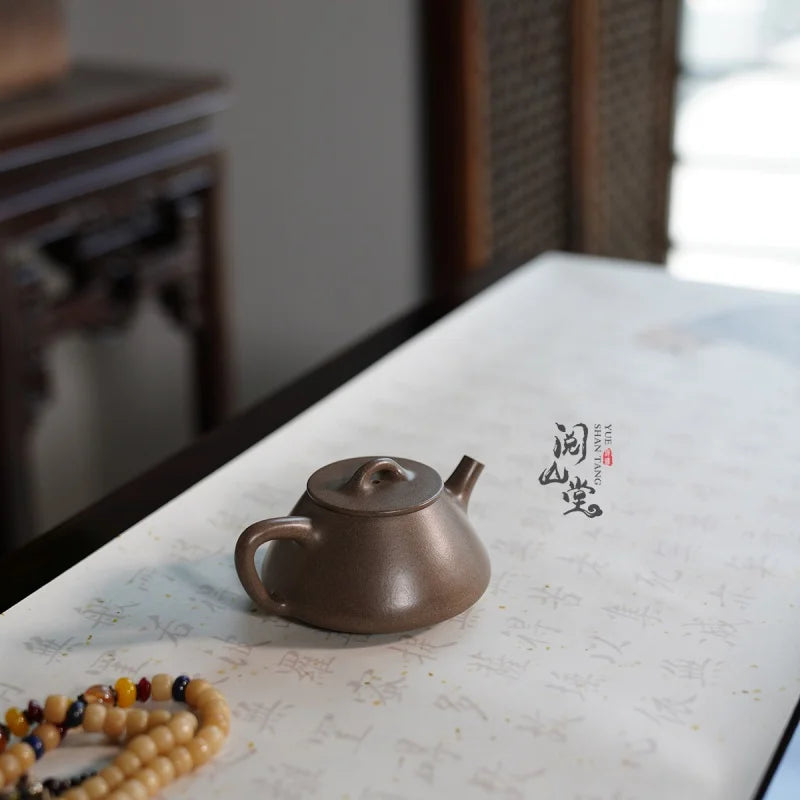 Yueshan Hall | Flat Lid Stone Ladle Sky Blue Mash Symbiotic Mine Bean Color Purple Clay Pot Lin Xiaolong Handmade