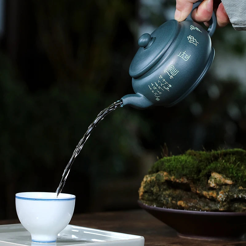 Zanghutianxia Yixing Purple Clay Pot Handmade Kung Fu Teaware Single Pot Raw Ore Green Clay Teapot Guanhai Listening Tao Pot