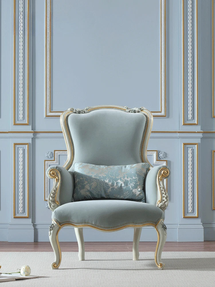 Zelkwood leisure chair, diamond velvet painted gold high backrest European style sofa chair, high-end dining chair