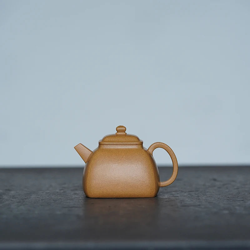Zen Yuantang Yixing Handmade Purple Clay Teapot Vintage Chinese Raw Ore Gold Segment Mud Square Calm Pot