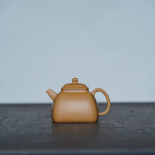 Zen Yuantang Yixing Handmade Purple Clay Teapot Vintage Chinese Raw Ore Gold Segment Mud Square Calm Pot