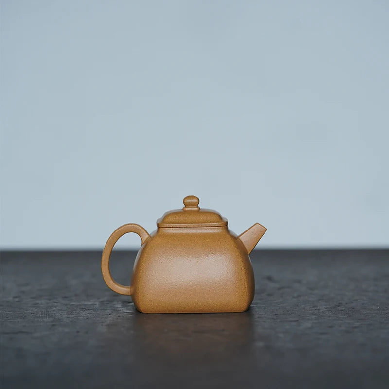 Zen Yuantang Yixing Handmade Purple Clay Teapot Vintage Chinese Raw Ore Gold Segment Mud Square Calm Pot