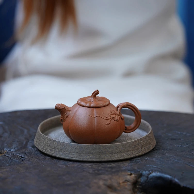 Zen Yuantang Yixing Handmade Yixing Clay Teapot Pumpkin Pot Sketch Pot Teapot Raw Ore Beige Clay Bionic Device Flower Goods