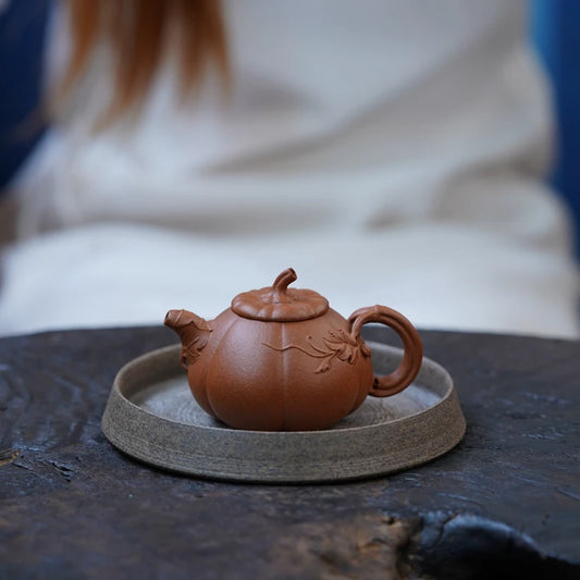Zen Yuantang Yixing Handmade Yixing Clay Teapot Pumpkin Pot Sketch Pot Teapot Raw Ore Beige Clay Bionic Device Flower Goods