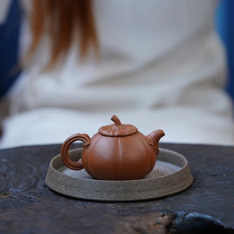 Zen Yuantang Yixing Handmade Yixing Clay Teapot Pumpkin Pot Sketch Pot Teapot Raw Ore Beige Clay Bionic Device Flower Goods