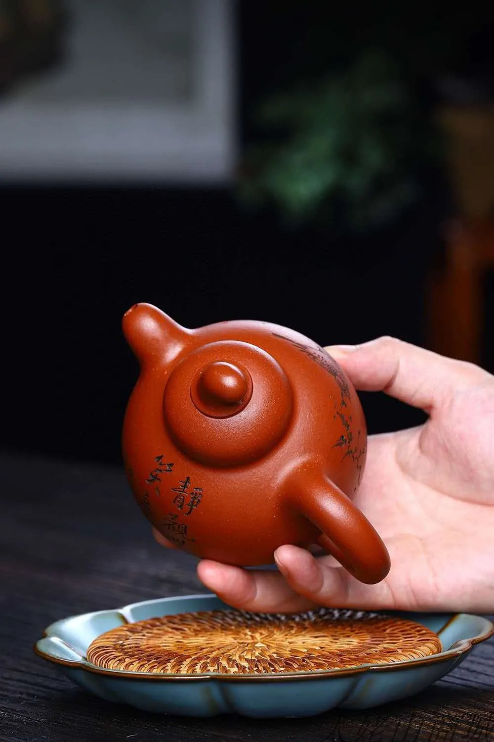 Zisha pot Qingguo Qingcheng raw ore Hongqing cement large capacity 280C Gu Hongjun hand painted Chinese style craft