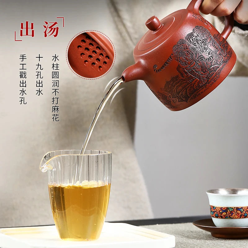 |are recommended by the engineering the teapot Yang Xiyu handmade household pot of tea teapot carved tiger well column
