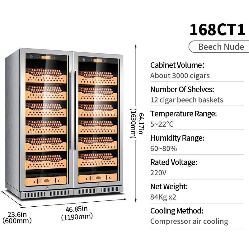 cigar cabinet led light humidor display large Spanish Cedar Wood Luxury Cigar Cooler FK-168CT