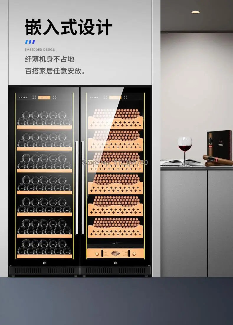cigar cabinet led light humidor display large Spanish Cedar Wood Luxury Cigar Cooler FK-168CW1