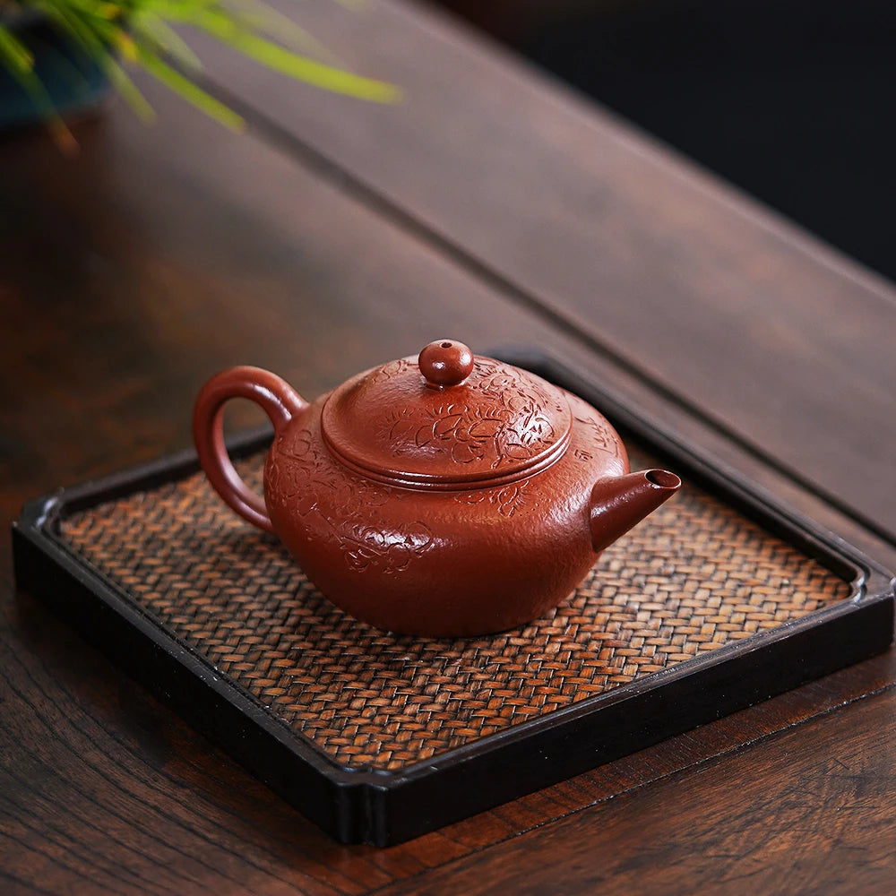 |clay pot famous Ma Fangyun pure handmade high-quality Kung Fu tea pot raw ore Dahongpao Ming style horizontal pot