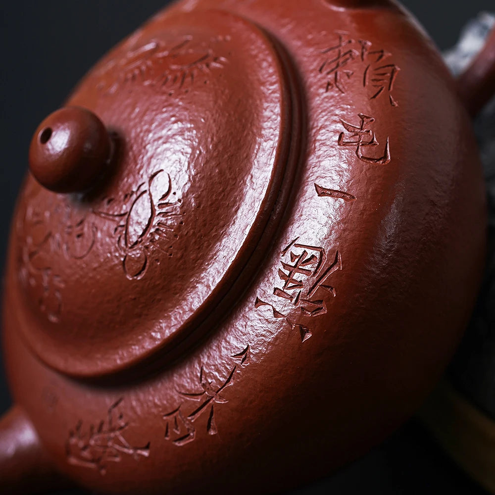 |clay pot famous Ma Fangyun pure handmade high-quality Kung Fu tea pot raw ore Dahongpao Ming style horizontal pot