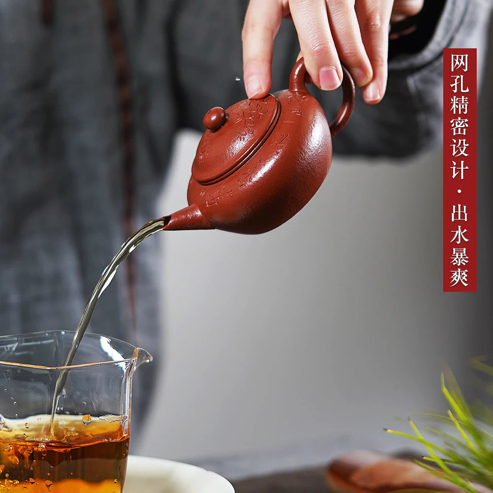 |clay pot famous Ma Fangyun pure handmade high-quality Kung Fu tea pot raw ore Dahongpao Ming style horizontal pot