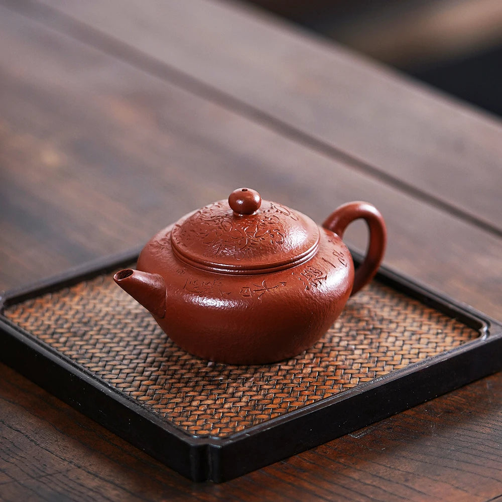 |clay pot famous Ma Fangyun pure handmade high-quality Kung Fu tea pot raw ore Dahongpao Ming style horizontal pot